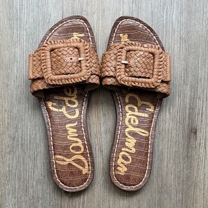 Sam Edelman Brown Braided Buckle Slide Sandals